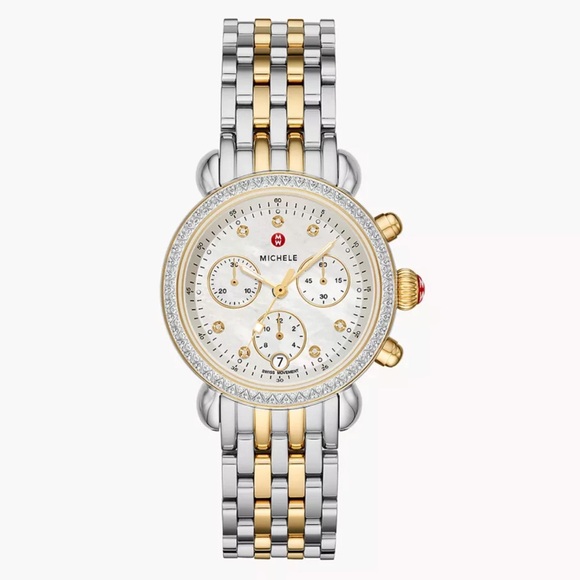 Michele CSX Diamond 18K Gold/ Silver Bracelet Watch - Picture 1 of 12